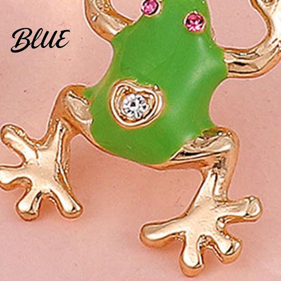 Animal Ear Accessories 46024 Pairs Frog-Shaped Earrings Sparking Rhinestones Inlaid