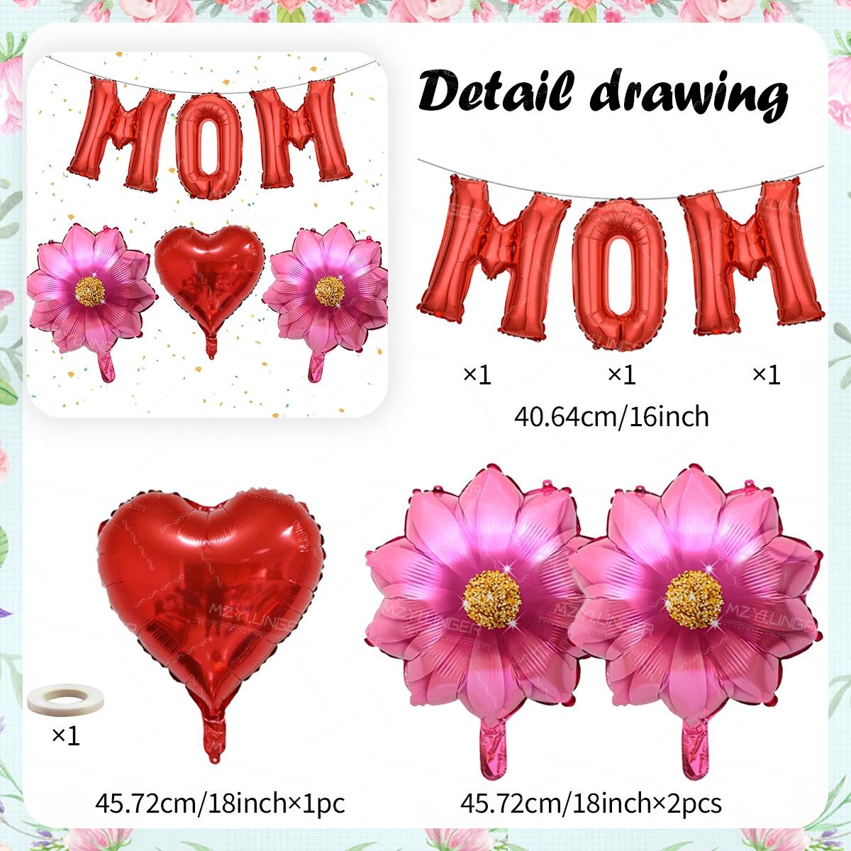 

Sunflowers and red letter MOM balloons, Mother s Day balloon set, decoration for a happy Mother s Day party, shooting props Other