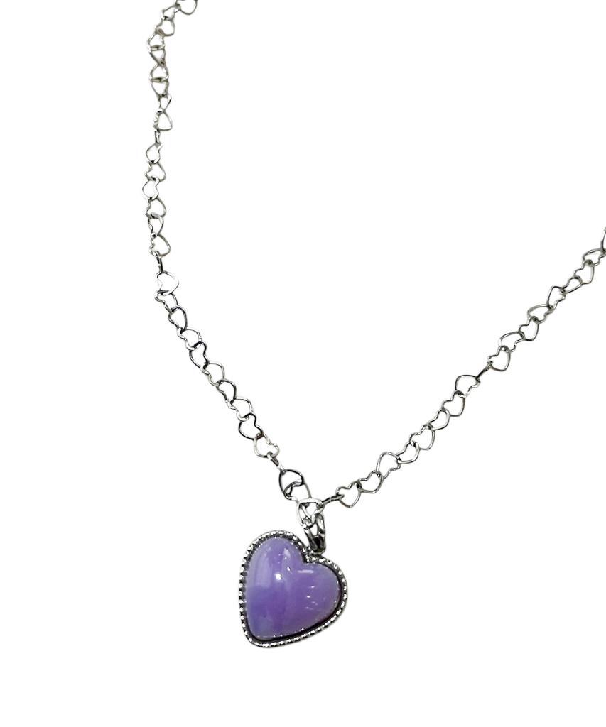 Sk8Er Rock Blossom Love Heart Chain Surgical Steel Necklace
