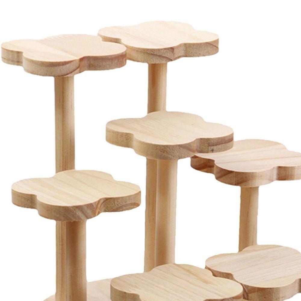 Multi Tier Desktop Display Stand Decorative Storage Rack Portable Wooden Storage Shelf Table