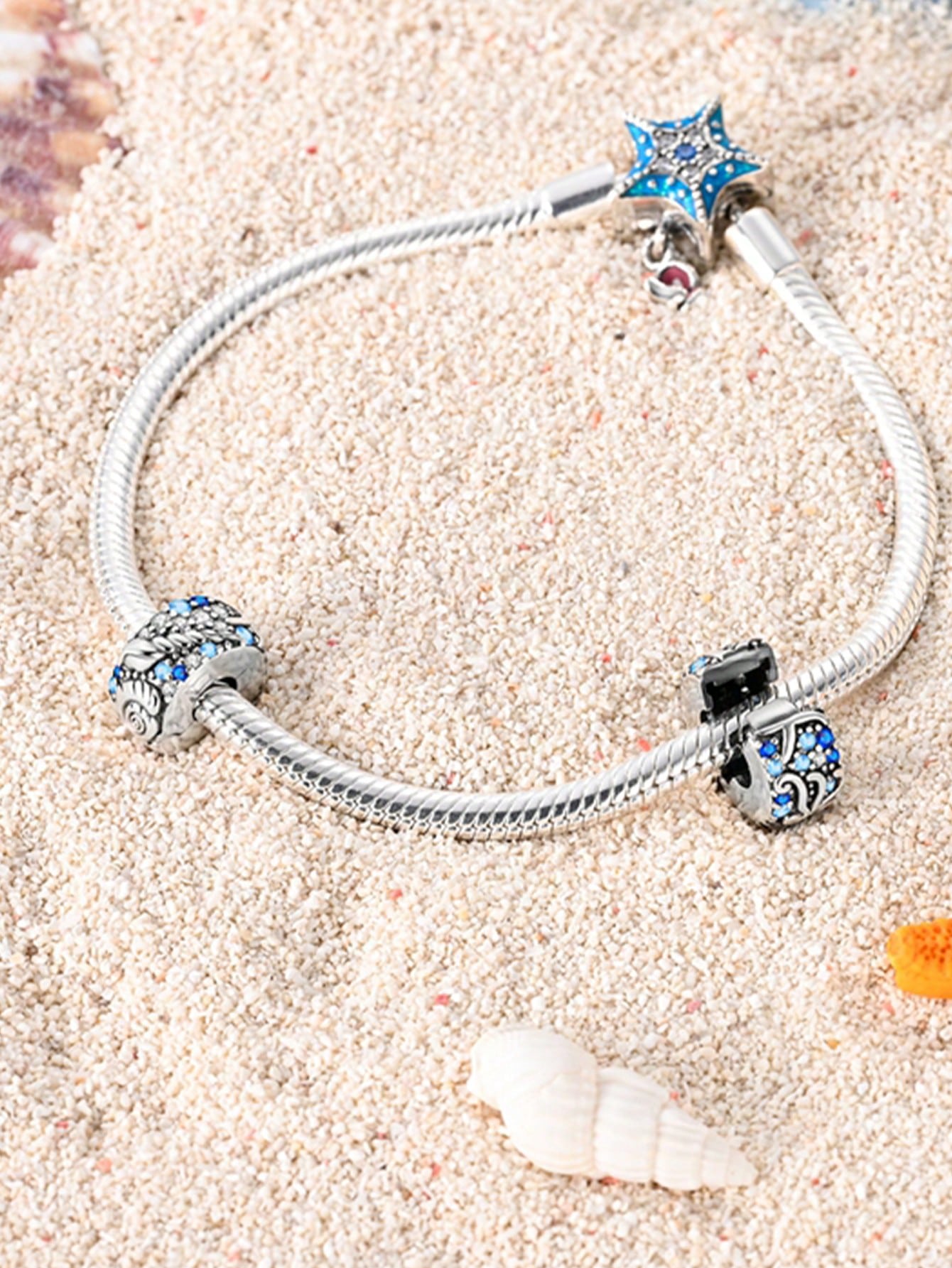 

Charms Plata Blue Shell Ocean Crab Beads Charm Copper Plated Fit Copperoriginal Bracelet For Jewelry Making Diy Charm