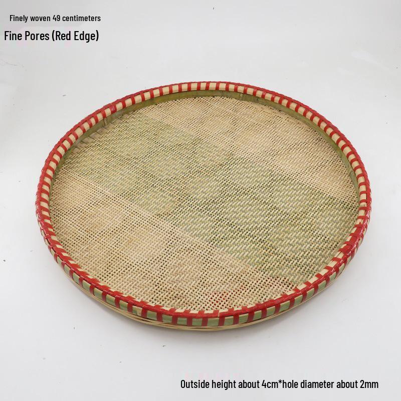 Blue Bamboo Weaving Sieve for Drying Tea, Dried Goods, and Rice - Round Winnowing Basket Tray