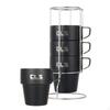 4 Pieces Stainless Steel Mug Set Matte Black Insulated DoubleLayer Camping Mugs 300 Ml Rack