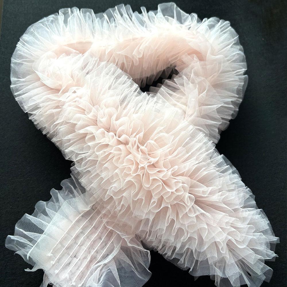 1Yard Pink White Blue Puff Skirt Lace Fabrics 3D Mesh Pleated For Sew Doll Clothes Headwear Curtain Party Background Decoration