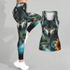 Wild Wolf Pattern Print Yoga Outfit for Women Fashion Workout Leggings Fitness Sports Casual Yoga Set Sports Suit