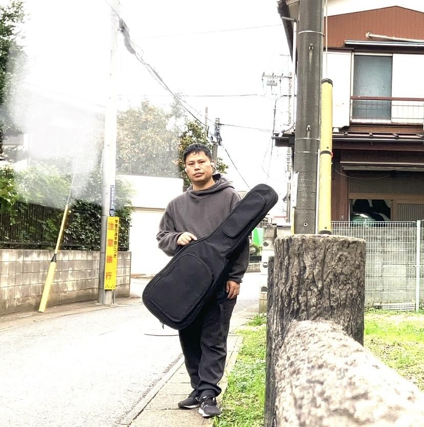 Yaonkaku 15mm Sponge Professional Electric Guitar Black 103x36x7cm Semi-Hard Case, Nylon,