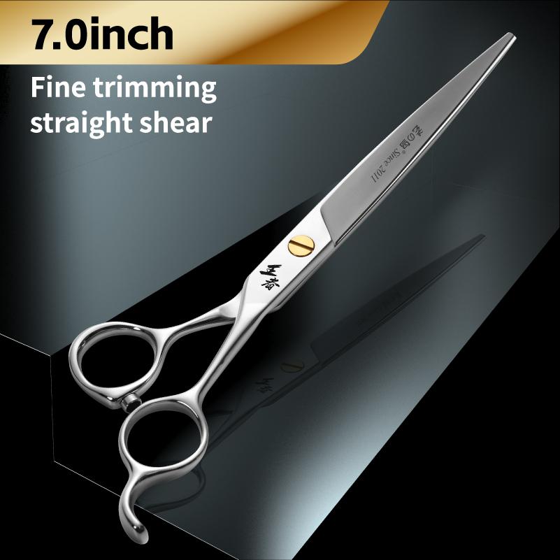 Fenice King Series VG10 Steel 7/7.5/8 Inch Professional Pet Dogs Grooming Scissors Straight Curved Thinnier Chunker Shears Tools (as the picture,Inch)