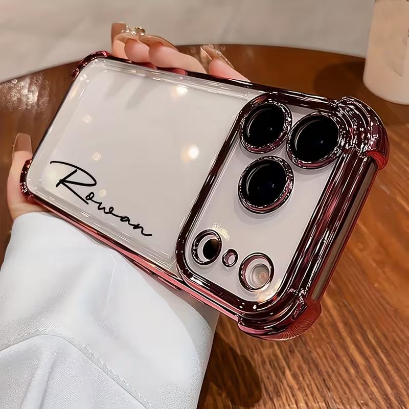 Personalized Name Personalized Plating Four Corner Anti Drop TPU Phone Case for iPhone 17 16 15 14 13 Pro Max Air