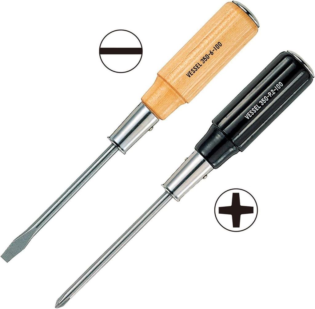 VESSEL Wooden Handle Penetrating Driver Shaft 350 (Long Type) +2×250