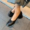 IPPEUM Tabis Shoes Split Toe Ballet Flats Plus Size 43 Women Mary Janes Low Heel Black Leather Ballerinas Zapatos Mujer