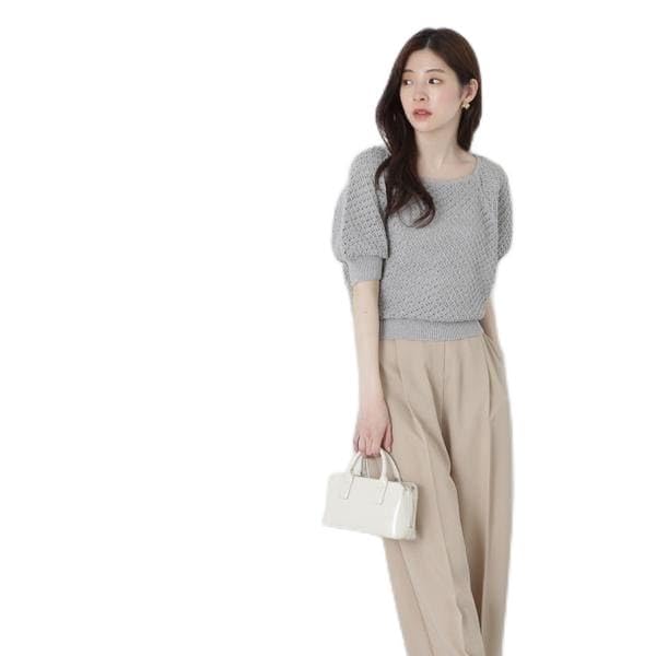 Proportion Body Dressing Openwork Knit Gray Women's Lamé Sweater,