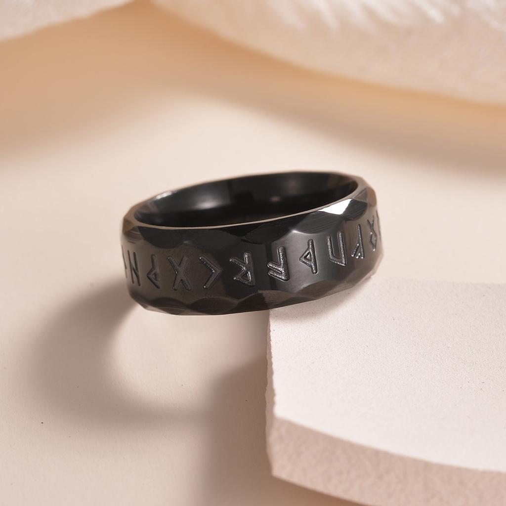 Vintage Silver Viking Rune Rings for Men Women Nordic Odin Amulet Stainless Steel Fashion Jewelry Simple Norse Style