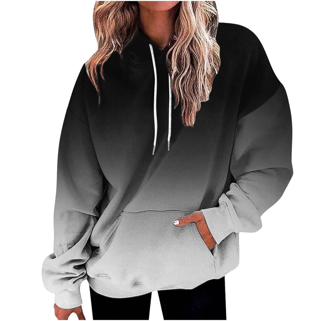 Kids 3D Gradient Printed Long Sleeve Loose Hooded Sweatshirt Simple Girl Casual Long Sleeve Pullover