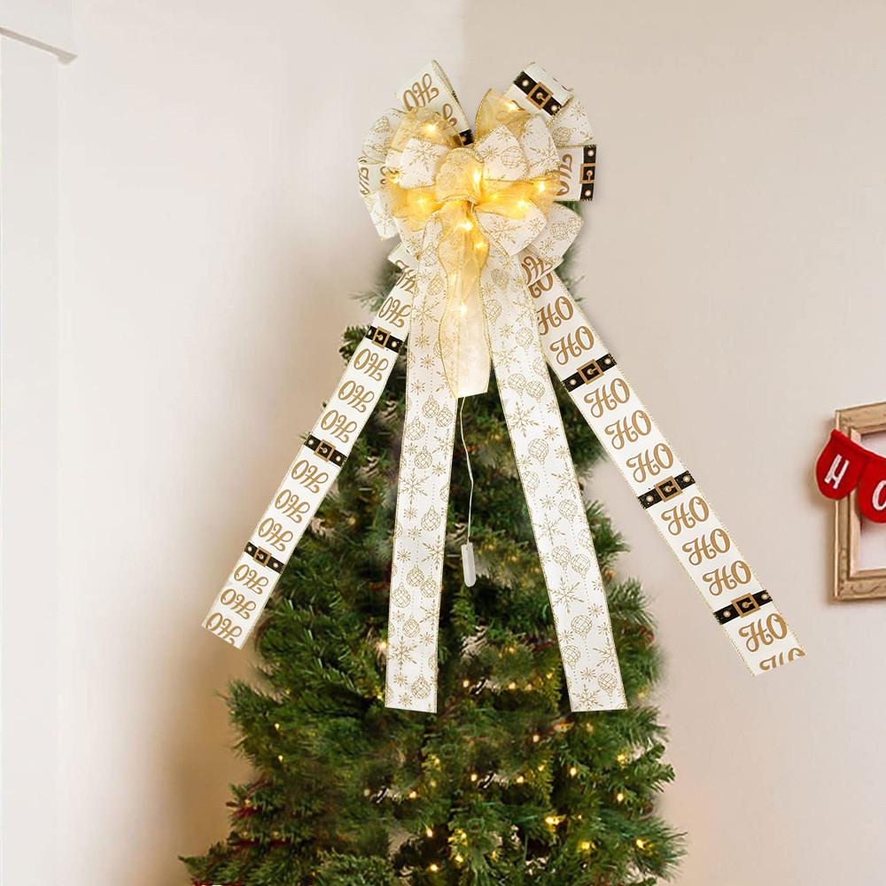 Polyester Christmas Luxurious Bow With Glowing Effects For Celebrations Cheerful