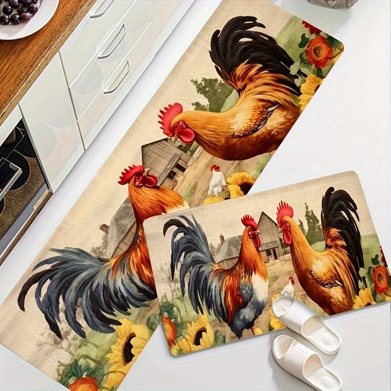 1 Stück Anti-Ermüdungs-Küchenteppiche Hahn-Druck Wasserdicht Rutschfest Dick Gepolsterte Küchenmatte Hochbelastbare Komfort-Stehmatte für die Küche