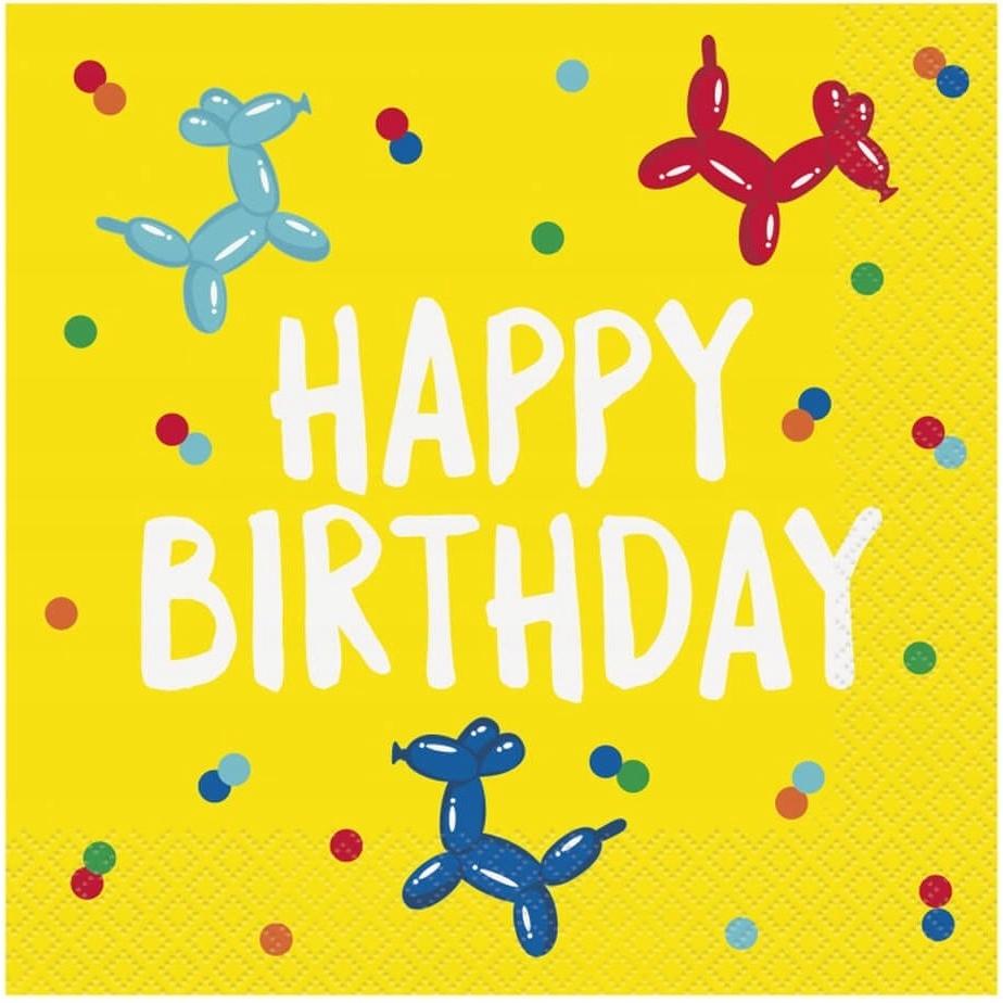 Serwetki Papierowe Happy Birthday Balonowe Pieski Urodziny 33X33Cm 16Szt.