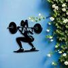 Metall Fitness Frau Wandkunst, Skulptur für Fitnessstudio Dekor, Rostfreies Außenzaun Hängedekor, Weihnachtsgeschenk für Sportliebhaber