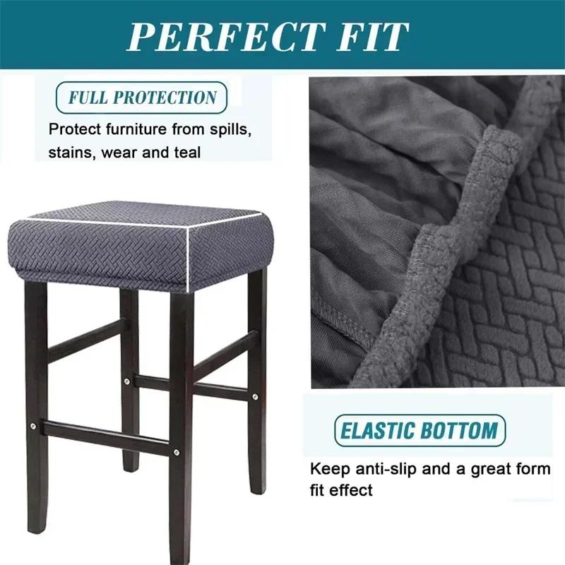 Square Elastic Bar Stool Covers Square Chair Cover Anti-Dirty Seat Covers Home Chair Protector Barstool Stretch Chair Slipcover