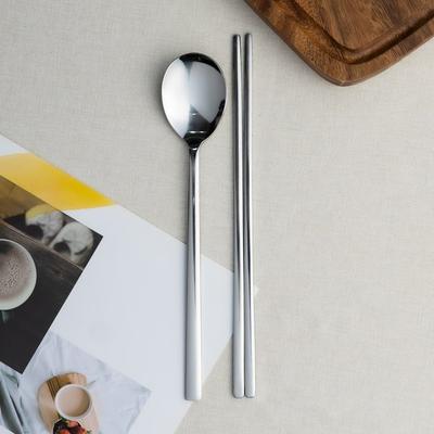 Simple Line Adult Cutlery Set, 10 Sets, Spoon + Chopsticks, Korean Popular Tableware