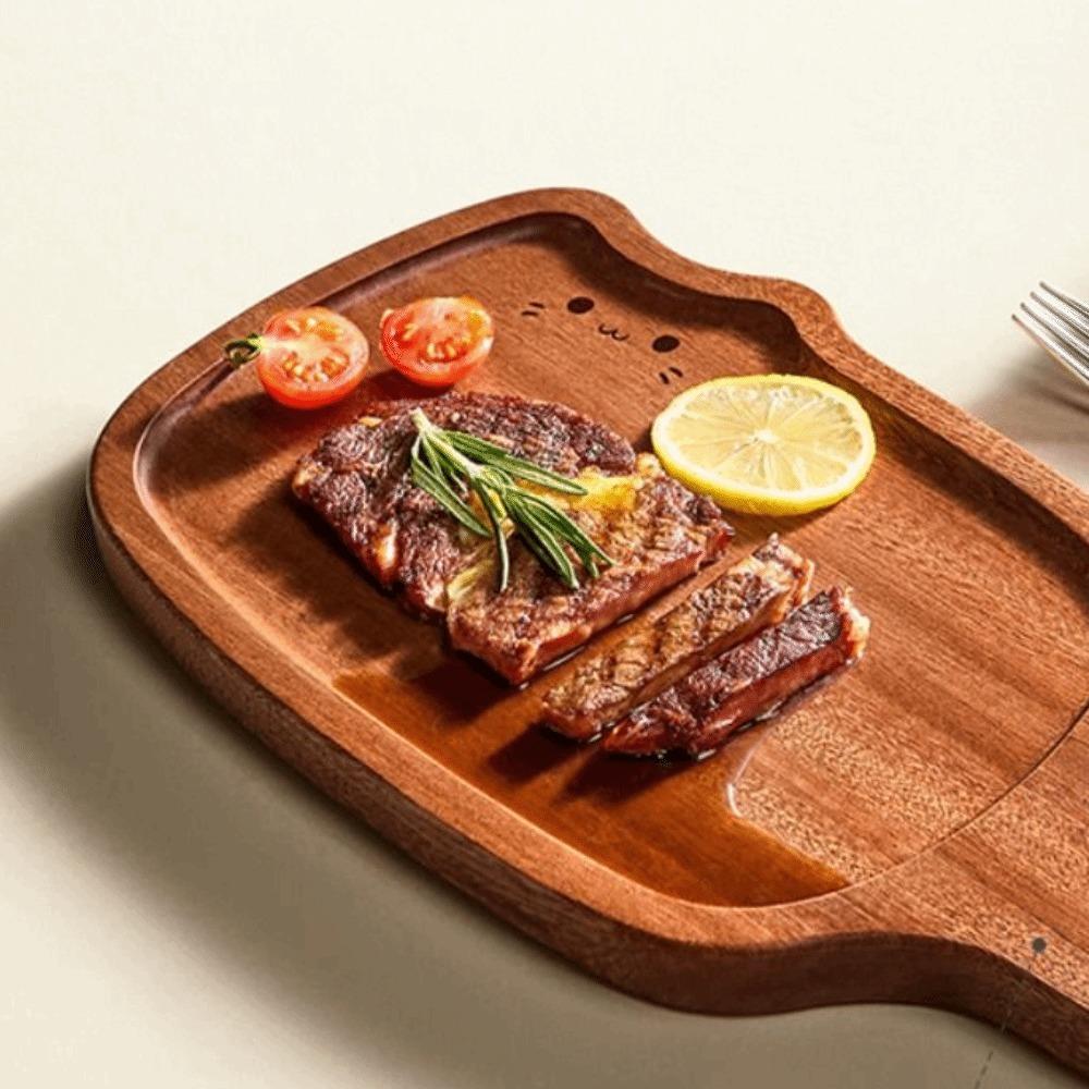 Solid Wood Ebony Wood Cutting Board Thickened Kitty Shape Steak Tray Fruit Chopping Board Kitchen