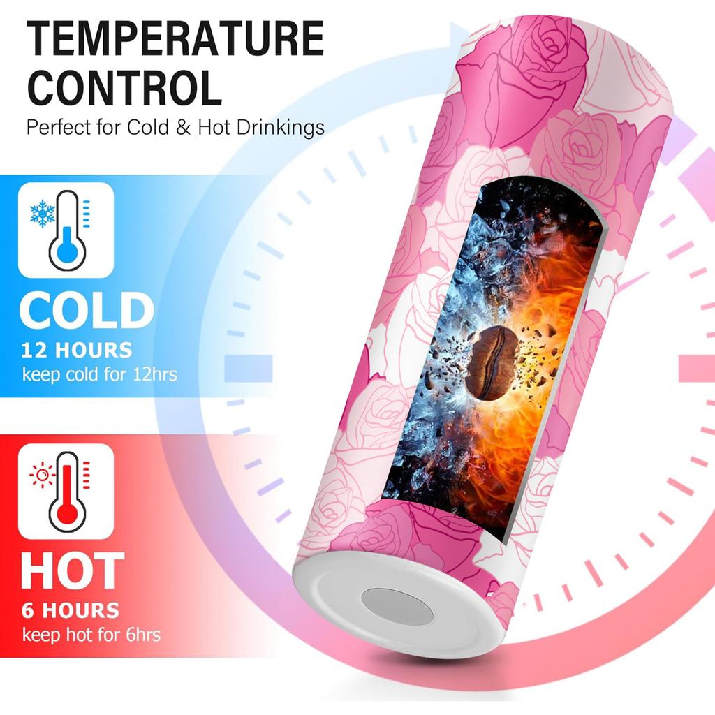 20oz Field Flowers Vacuum Tumblers Cup With Lid and Straw for Hot or Cold Drinks stainless steel Water Bottle Mother's Day gifts
