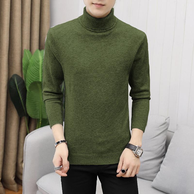 Sheath Slim Fit Men Sweater Knitted Pullovers Turtleneck Jumpers Solid Long Sleeve Slim Fit Basics Casual Standard Wool