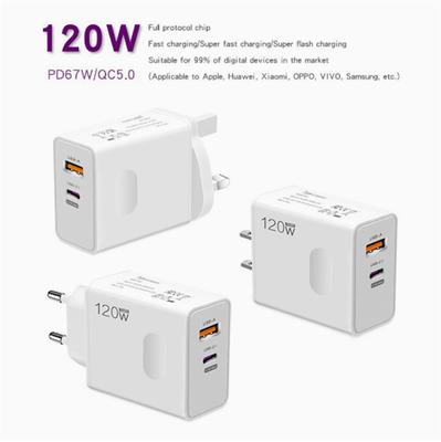 Caricabatterie Rapido 120W Cavo USB Tipo C PD Ricarica Rapida Adattatore Quick Charge 3.0 Per Cellulari iPhone Xiaomi Samsung Oneplus Pixel