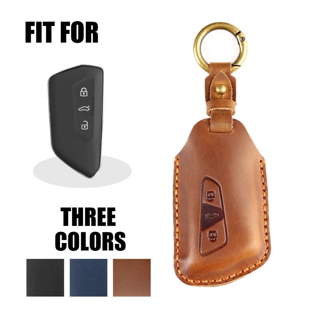Leather Car Key Case Cover for VW Volkswagen Golf 8 MK8 ID.3 ID.4 Cupra Skoda Octavia A8 SEAT MK4 2020 2021 Formentor Tarraco