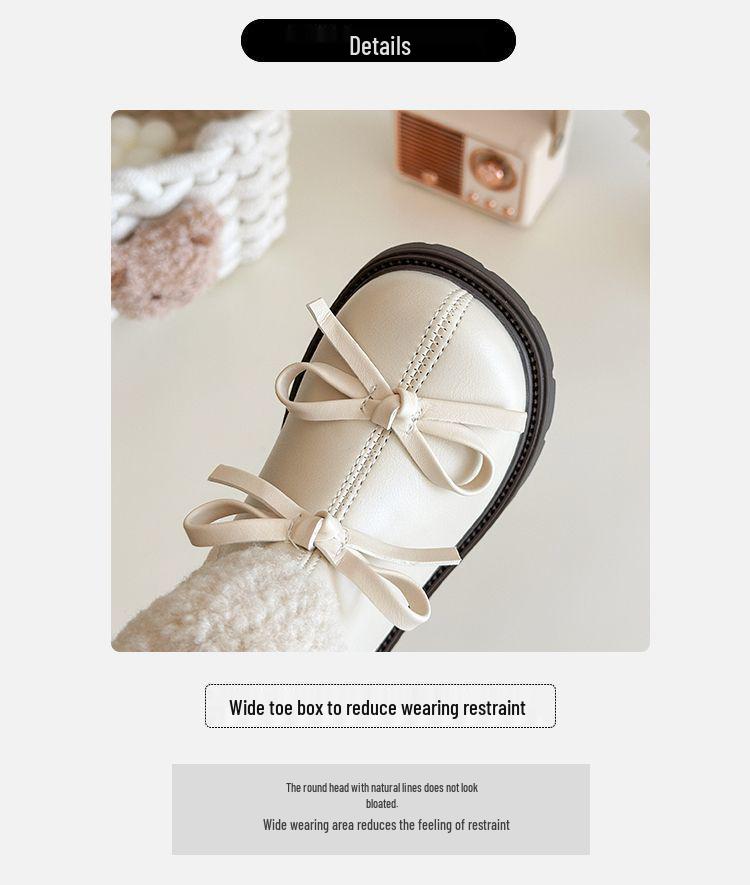 Soft-Soled Non-Slip Leather Children's Boots, Cap-Toe Design, Cotton-Lined for Girls, Martin Style, Winter 2025