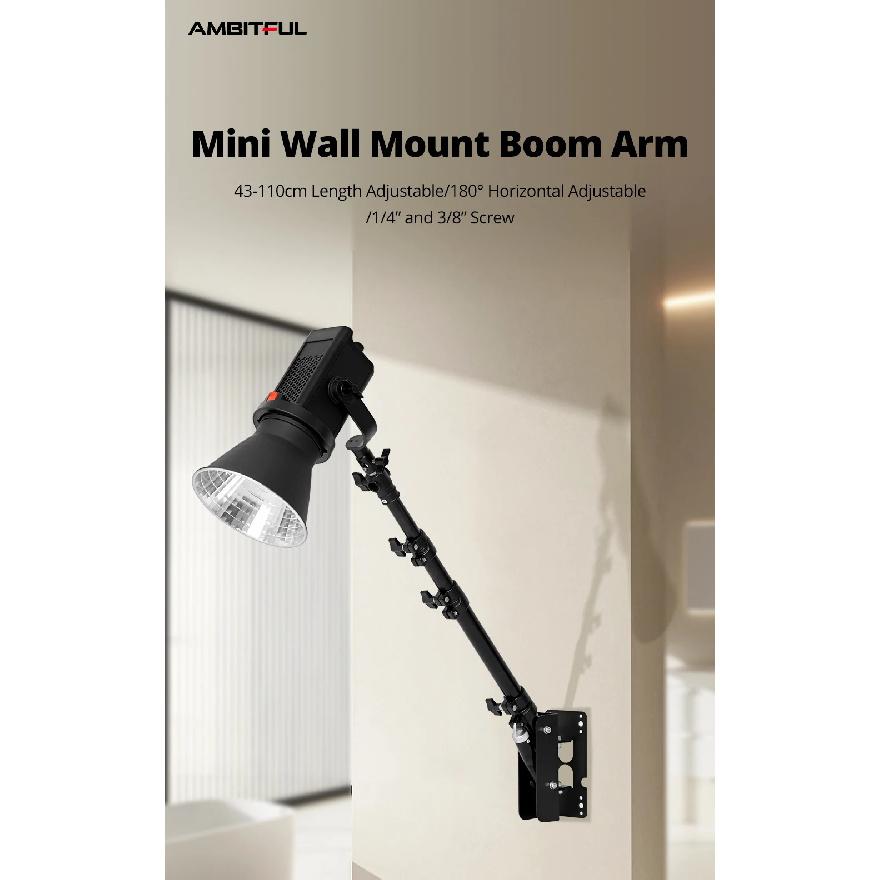 Ambitful 110cm Photography Heavy Ring Light Wall Mount Ceiling Triangle Boom Arm Studio Strobe Lights,Softbox Support Stand