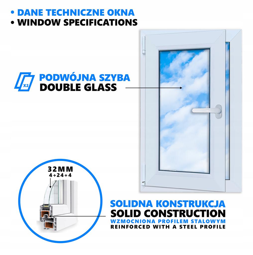 Finestra PVC Antracite 50X80 Sinistra Nuova 500X800 Mm Vasistas-Apertura a Sbalzo Doppio Vetro