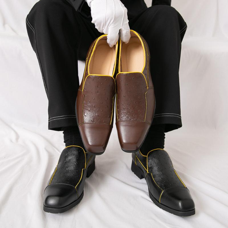 Large size leather shoes men's retro business dress casual shoes men's shoes large size groom wedding shoes