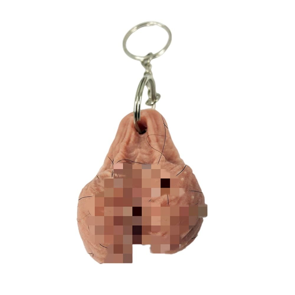 Creative Tricky Egg Keychain Soft Rubber Shy Keyring Ornament   Funny Keychain