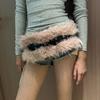 1 Peça Cós de Vaca Peludo para Boate Corrente de Cintura de Pelúcia Cinto Punk de Inverno Y2K Contas de Metal Vintage Peludo Sexy Cintos de Pele Sintética Moda