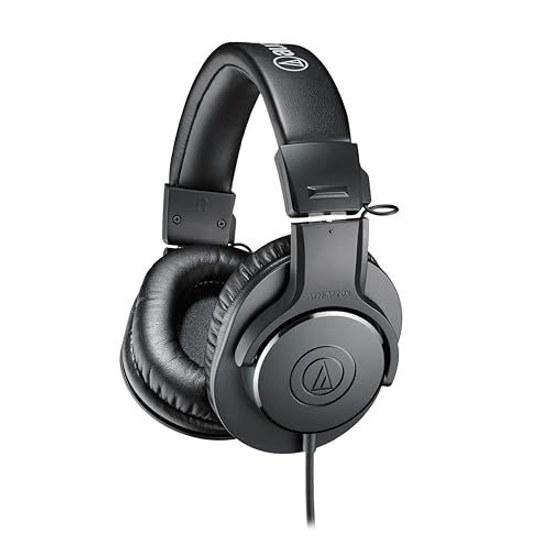 Cuffie Monitor Professionali Audio-Technica ATH-M20x Cablate Studio Registrazione Strumenti Pratica Mixaggio DJ Gaming Prodotto Autentico Domestico Nero