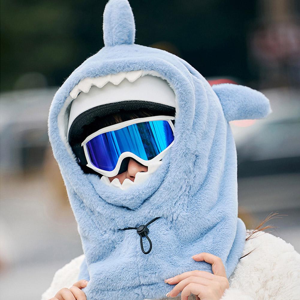 Cartoon Shark Ski Helmet Cover Winter Warm Comfortable Skiing Warmer Fleece Soft Helmet Cute Sk F1E9