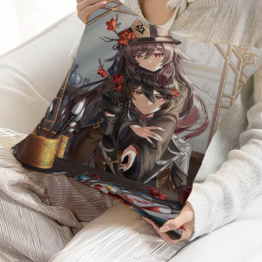 Аниме Ху Тао Офисная Подушка Наволочка Автомобильная Наволочка 45X45СМ Подушка для Поясницы Наволочка для Дивана 30cmx30cm