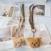 Cartoon Bear Plush Keychain with Heart Pendant 