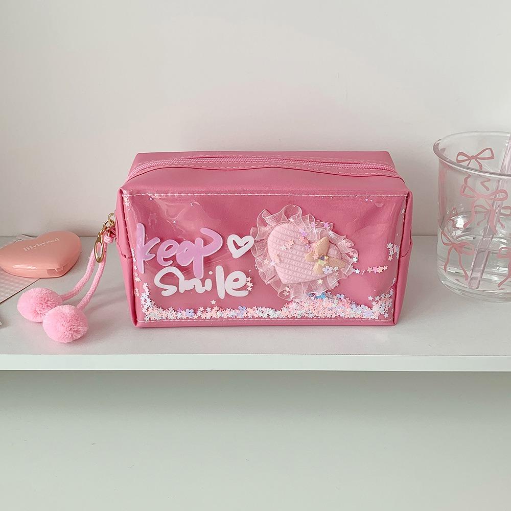 

Multifunctional Pencil Case Quicksand Desktop Stationery Organizer Pouch Portable Makeup Pouch