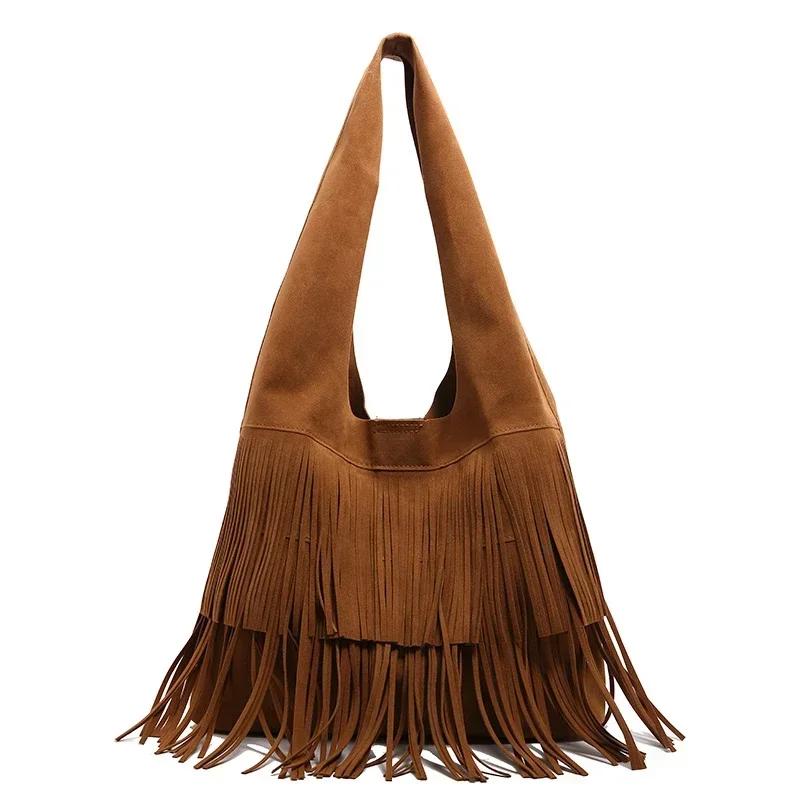 

Сумки через плечо Hasp Design Underarm для женщин, водоизмещающая сумка с кисточками, универсальные сумки большой вместимости