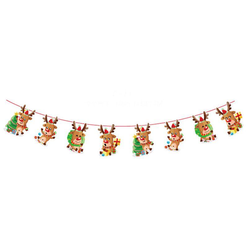 Christmas Banner Merry Pennant Hanging Flag Bunting Santa Claus Reindeer Snowman