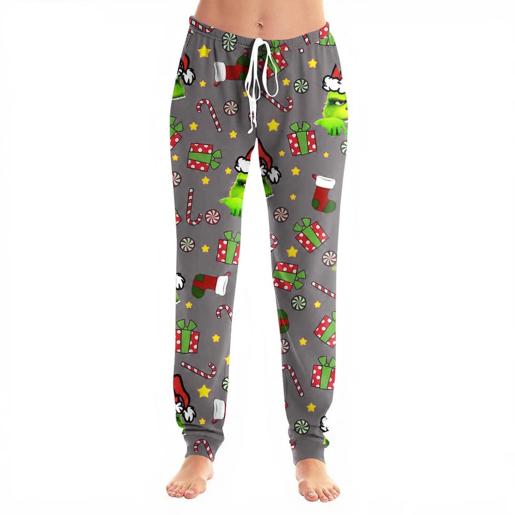 Women's Christmas Print Cuffed Jogger Pants with Pockets Casual Pants