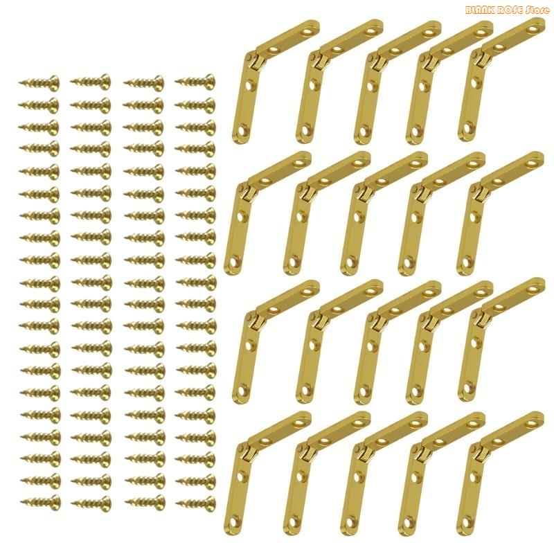 K1AE 20 Set  Gold Boxes Hinges 90 Degree Hinges Set for Small Chests & Craft Projects