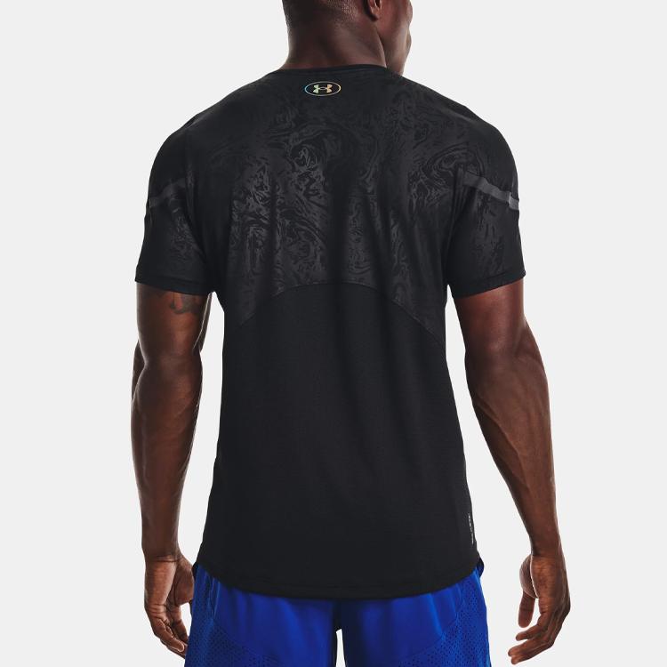 Under Armour Rush 2.0 Solid Logo Crew Neck T-Shirt Men Tops Black 1370318-001