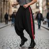 INCERUN Men Elastic Waist Casual Long Drop-crotch Pants Side Rivet Trousers