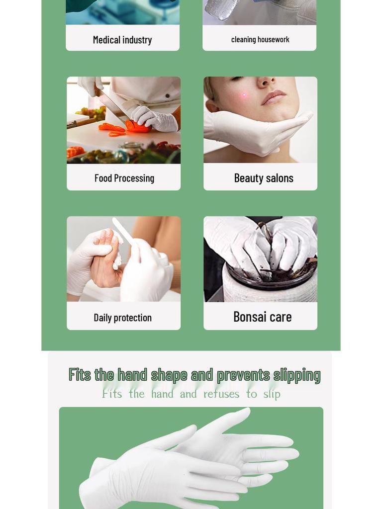 100-Piece Disposable Food-Grade Nitrile Gloves: Non-Slip Industrial Protection for Household Use