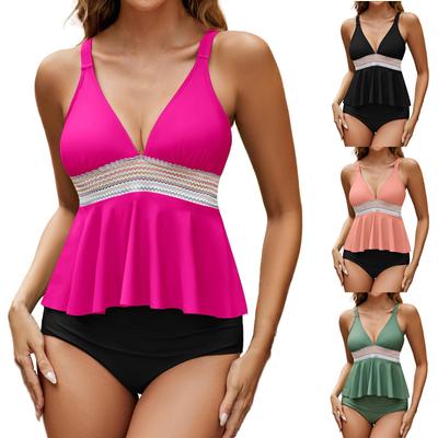 Women's Split High Waisted Strap Swimsuit With Chest Cushion Without Steel Support Swimsuit
