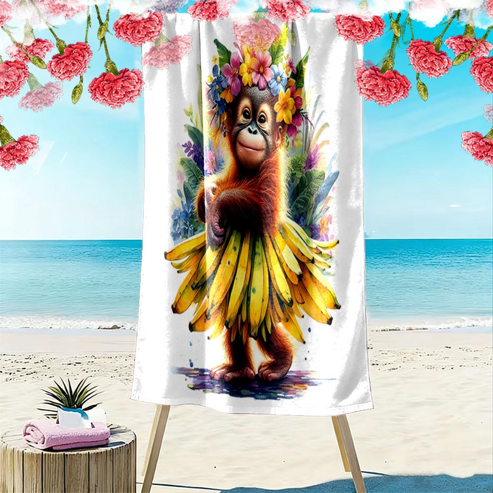 Tropical Banana Dancer Print Beach Towel, Quick Drying, Suitable for Travel, Outdoor Sports, Jogging, the Beach and Swimming, Gift