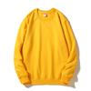 Spring Crew Neck Sweatshirt: Drop Shoulder, Solid Color, Long Sleeve, Logo-Printed Workwear.