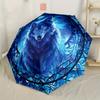 1pc Blue Wolf Umbrella - Automatic Open/Close, Compact Lightweight Retractable Umbrella with Wolf Head Design, Windproof 8-Rib